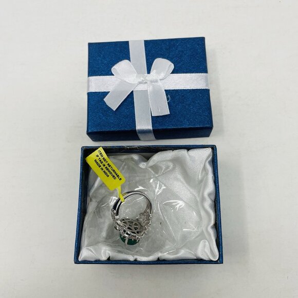 KARIS African Malachite/Simulated Peridot Size 7 Platinum Bond Brass Ring 5118 - Picture 6 of 6